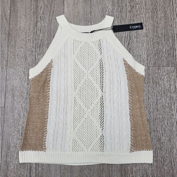 Gypsy 05 Knitted Tank Top In Tan - Picture 1 of 2